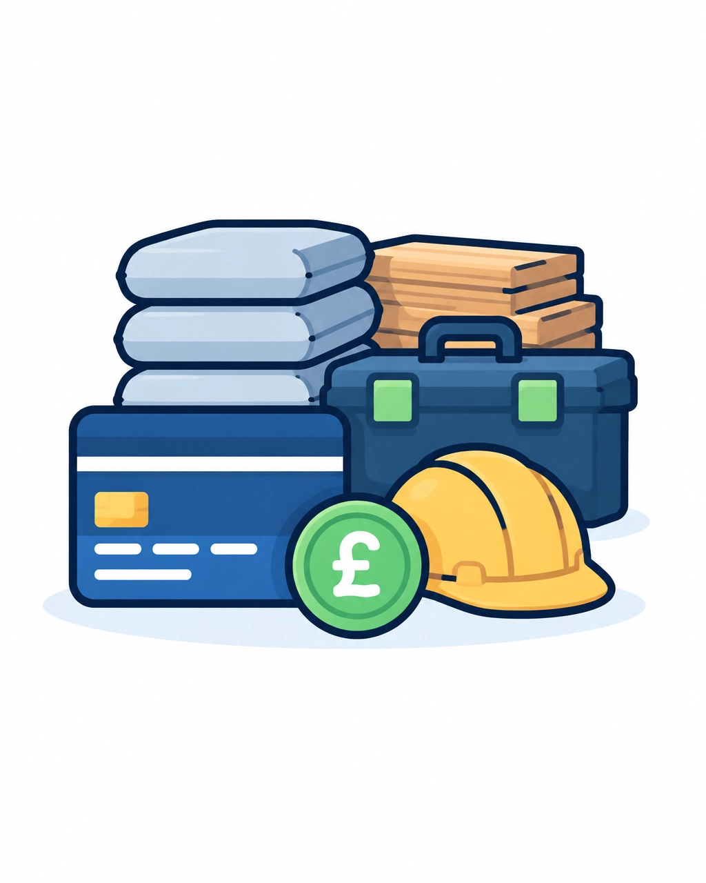 Construction company equipment and supplies purchased with a business card, with a pound symbol
